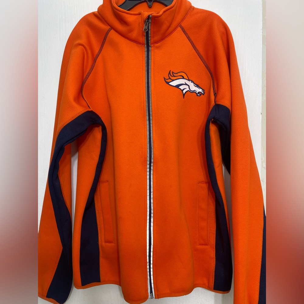 NFL Orange and Navy Zip-Up Sweater